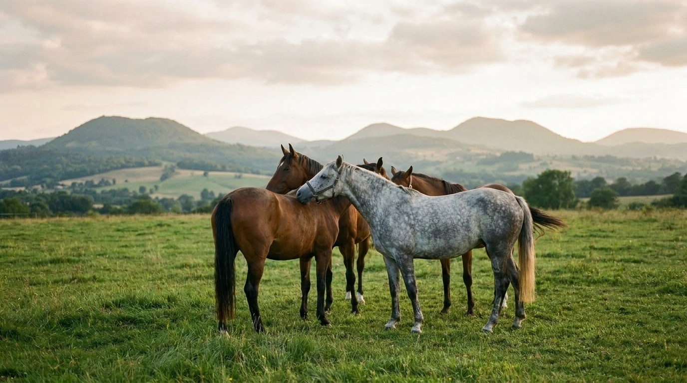 Les chevaux du Ecurie de maupertuis en liberté, Puy-de-Dôme